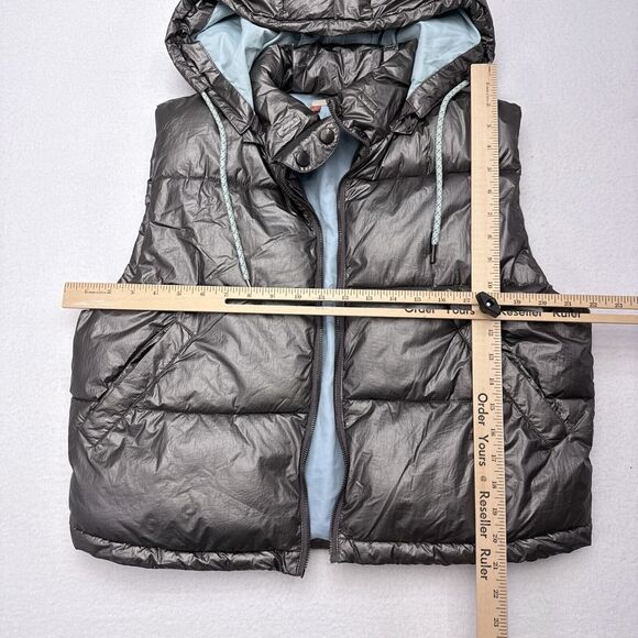 Pilcro Puffer Vest Size Medium Silver Anthropologie Hooded Apres‎ NO ZIPPER - Picture 8 of 10